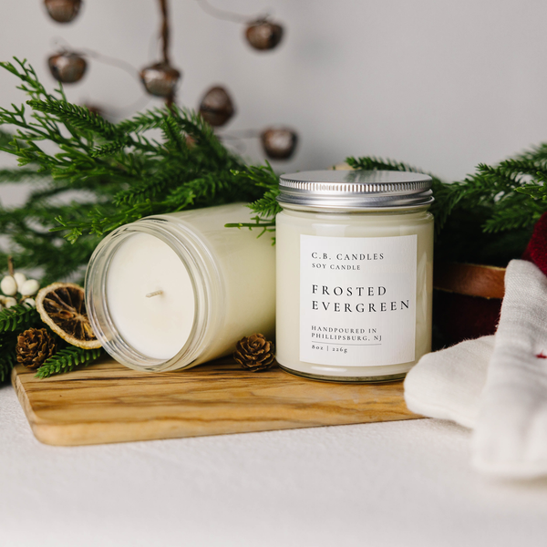Frosted Evergreen Candle