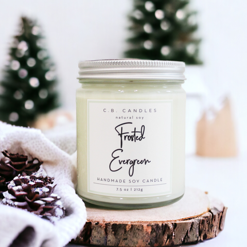 Frosted Evergreen Candle
