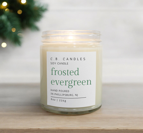 Frosted Evergreen Candle