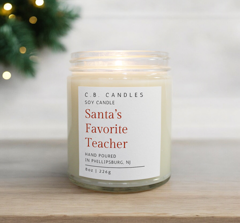 Santa's Favorite Teacher Candle